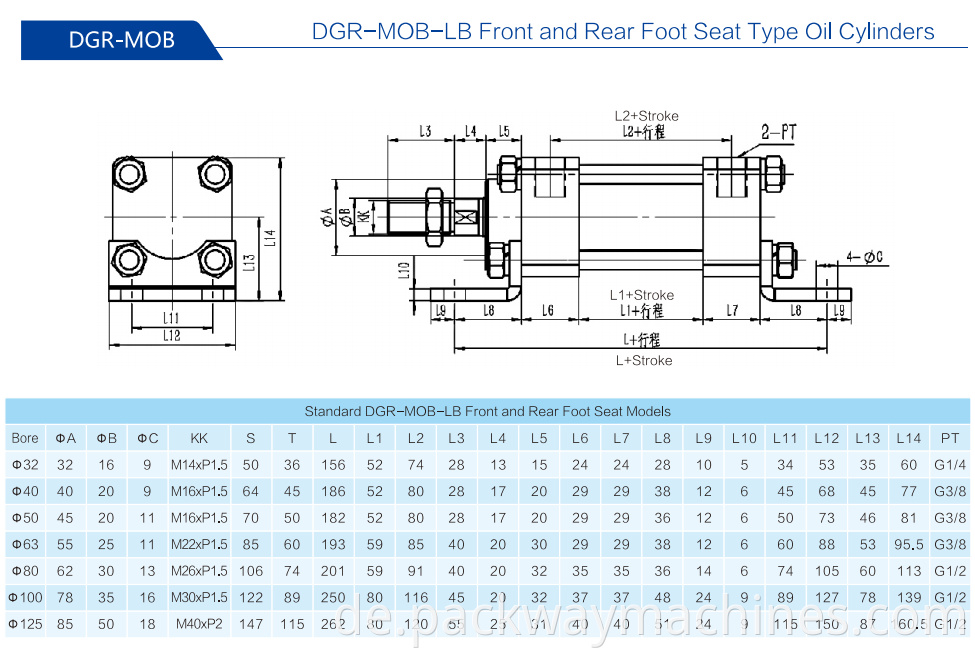 6dgr Mob Lb Front And Rear Foot Seat Type Oil Cylinder